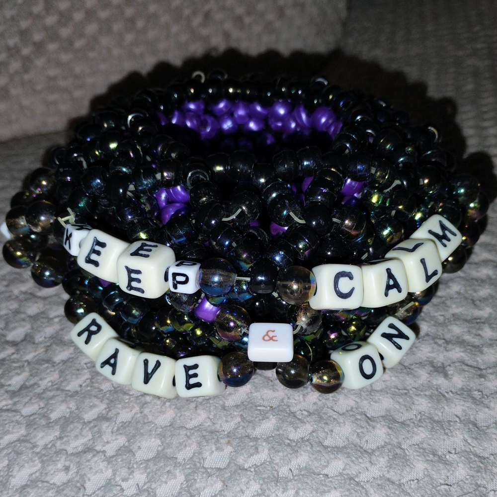 Little Black Diamond Kandi PLUR Purple Festival Bracelet New Without Tags